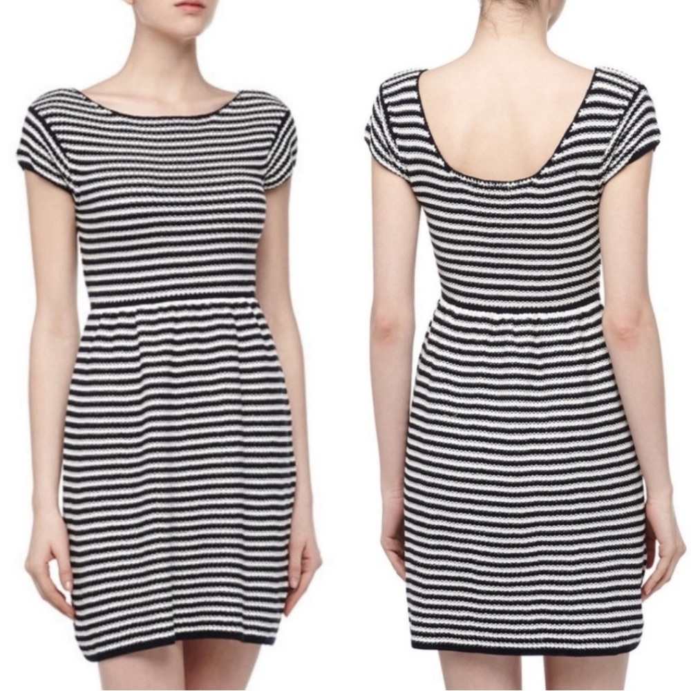 Tart Knit Stripe Nautical Navy Knit Mini Dress size M